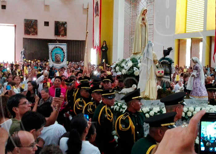 catedral de managua, celebran virgen de fatima, aparicion a tres personas, tesimonio de amor, refugio en el manto, el vaticano inicio la ceremonia, mensaje de paz, 