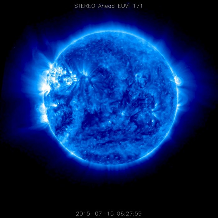 An image of the sun taken with the Extreme Ultraviolet Imager onboard NASA's Solar TErrestrial RElations Observatory Ahead (STEREO-A) spacecraft