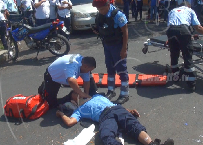 nicaragua, accidente de transito, barrio campo bruce, policias, lesiones,