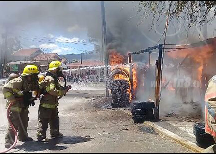 nicaragua, incendio, esteli, barrio 14 de abril, danos materiales, taller de carpinteria, vulcanizadora,