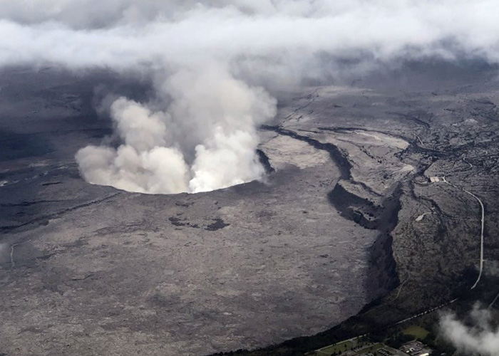 hawai, volcan kilauea, hundimiento, crater, padres del volcan, 
