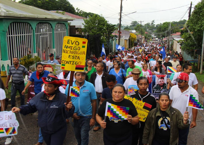 nicaragua, blufields, marcha, evo morales, golpe de estado, solidaridad,