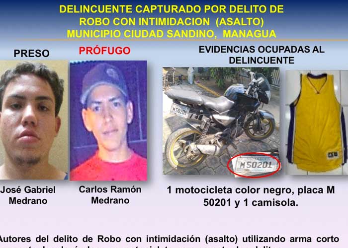 nicaragua, policia nacional, crimen en nicaragua, robo con intimidacion, 
