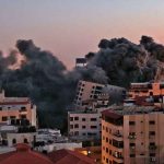 gaza, colapso, edificio, videos, redes sociales, ataque aereo,