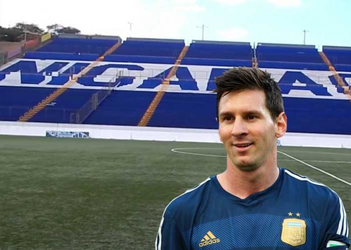 Imagen de Messi en montaje con el Estadio Nacional de Nicaragua