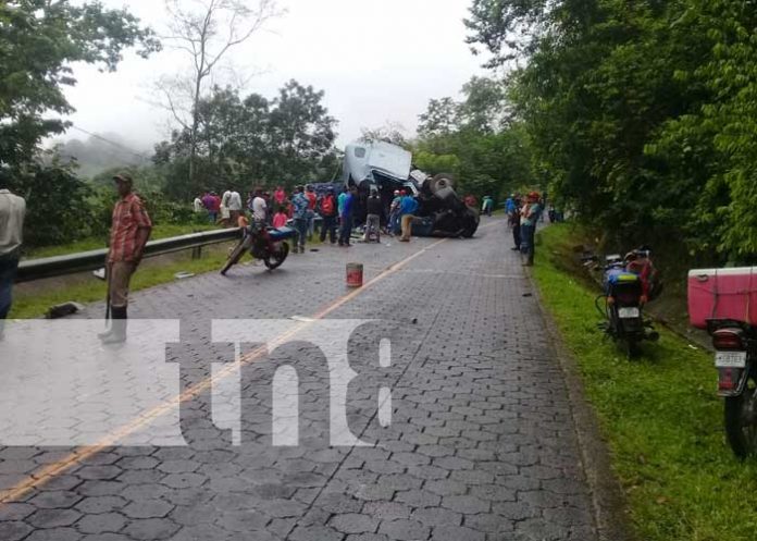 Rastra que sufrió un accidente de tránsito en Jinotega