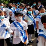 Estudiantes de Tipitapa desfilan en celebración a la Patria