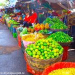 Tramos de frutas y verduras fresca en el mercado de Managua