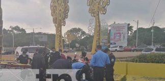 Escena del accidente en Managua donde un motociclista resultó con fracturas