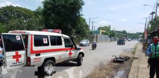 Escena de accidente de tránsito en el Distrito VII de Managua