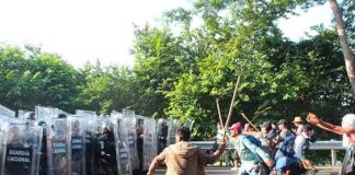 La caravana migrantes se enfrenta con Guardia Nacional de México