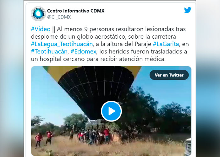 Al menos nueve heridos tras desplomarse un globo aerostático en México