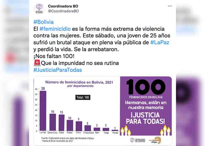 Embarazada es la víctima número 100 de la violencia machista en Bolivia