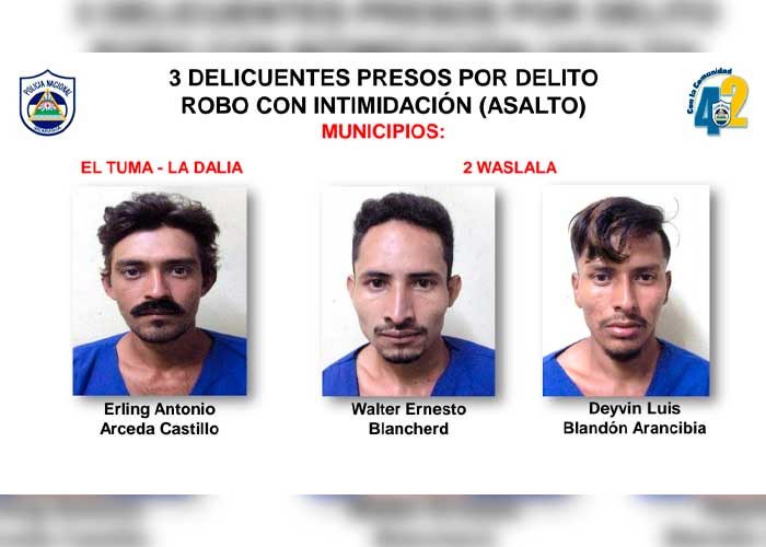 Policía Nacional en Matagalpa capturó a 19 delincuentes