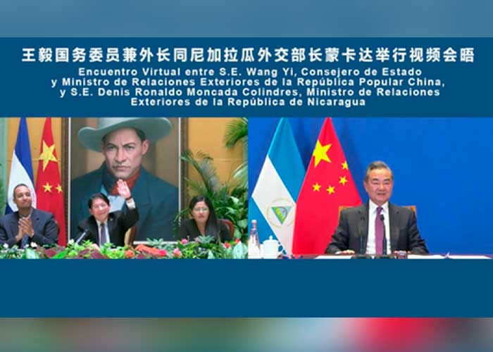 Encuentro virtual entre Ministro de Relaciones Exteriores de China y el canciller de Nicaragua