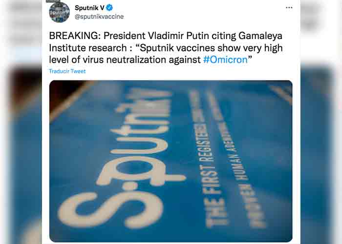 Presidente ruso asegura protección de Sputnik V contra variante Ómicron