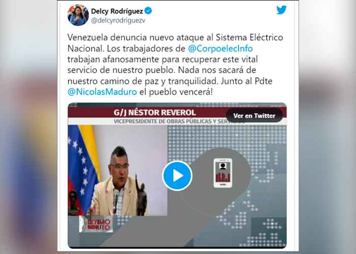 Gobierno de Venezuela denuncia un nuevo ataque al sistema eléctrico del país