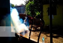 Jornada de fumigación y abatización en el barrio 22 de enero, Managua