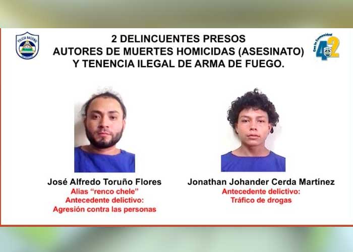 Presentan a los autores de homicidio en Managua