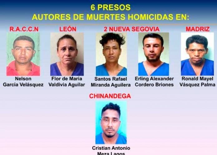Delincuentes que capturó la Policía Nacional en Nicaragua durante la última semana