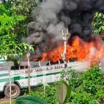 Incendio de bus en una comunidad de Río San Juan