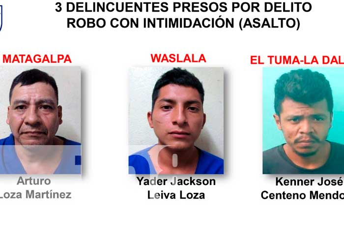 Personas detenidas en Matagalpa por cometer delitos