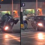 Como Hulk voltea su carro volcado tras sufrir accidente en México