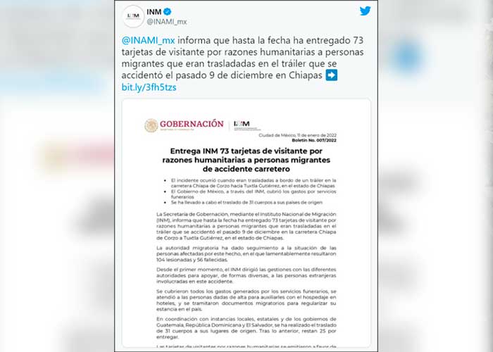 México otorga visas humanitarias a migrantes heridos tras brutal accidente