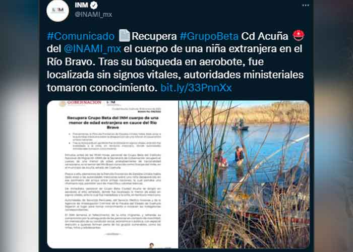 La "pesadilla americana": Niña muere cruzando el Río Bravo, en Texas
