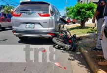Accidente de tránsito en sector de Monte de los Olivos, Managua