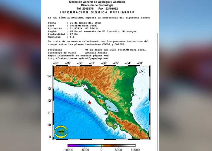 Datos del fuerte sismo que sacudió Nicaragua