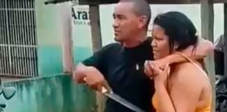 ¡Descomunal golpe! recibe hombre por amenazar a mujer con un cuchillo
