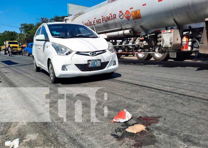Lugar del accidente de tránsito en Linda Vista, Managua