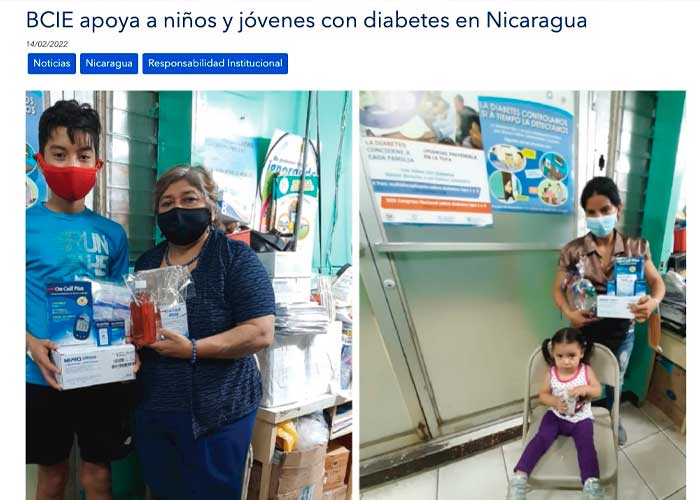 Página web del BCIE sobre actividades en Nicaragua