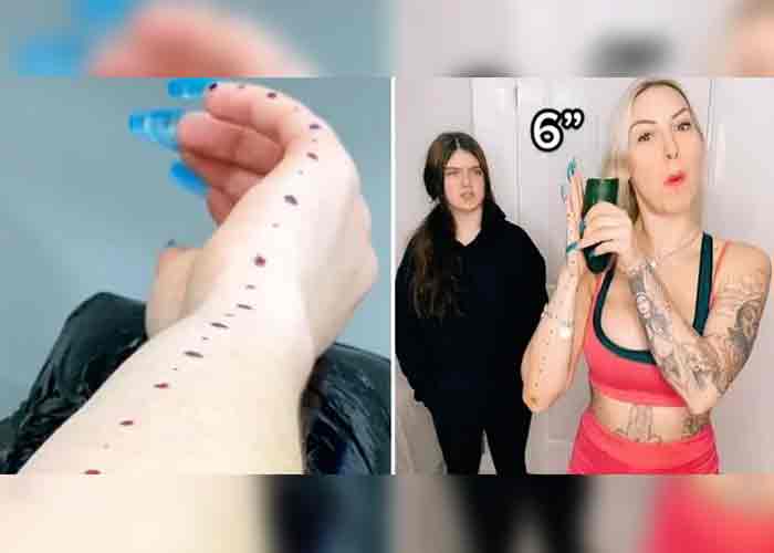 Mujer se tatúo una regla para medir los genitales de sus parejas