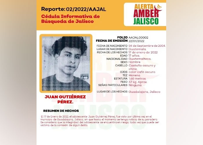 Activan Alerta Amber en Jalisco por menores centroamericanos desaparecidos