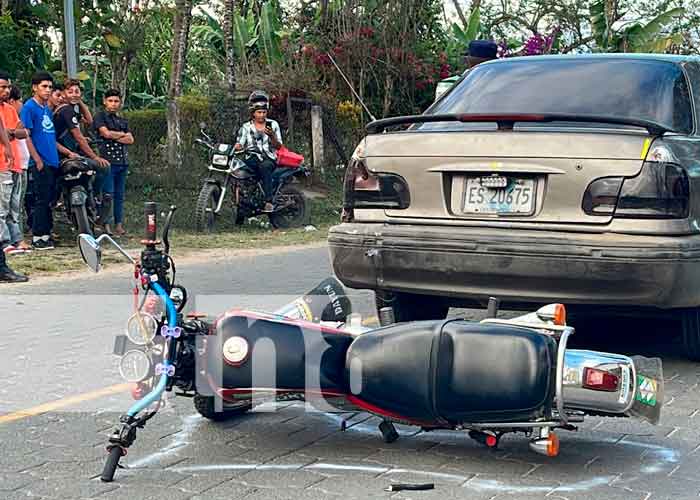 Motociclista resultó herido luego de impactar contra un vehículo en Jalapa Nicaragua