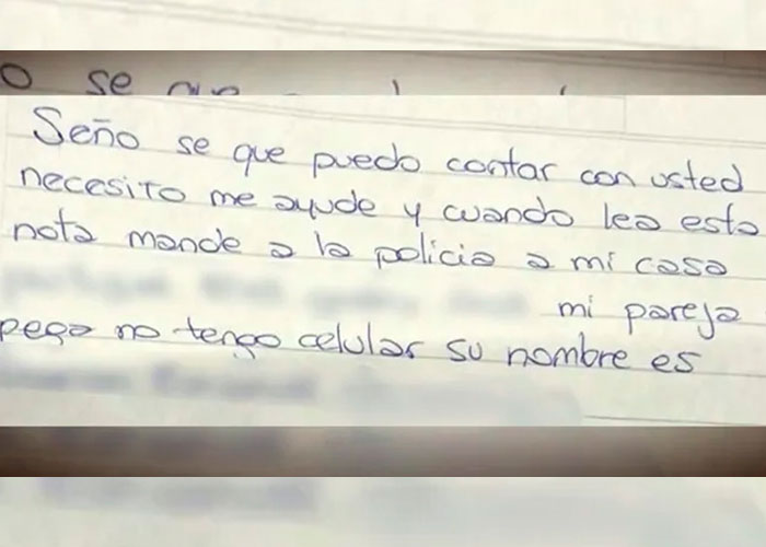 Mujer en Argentina pide ayuda usando cuaderno de su hijo
