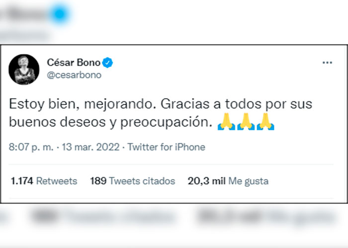 César Bono aclara rumores sobre su fallecimiento