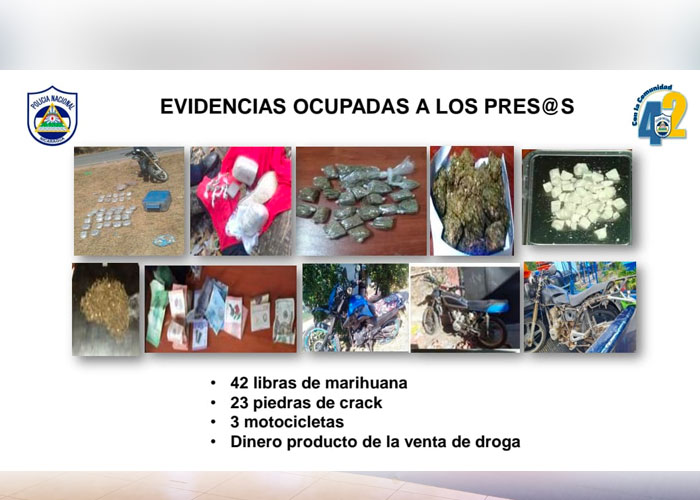 Objetos y droga incautada a detenidos de Matagalpa