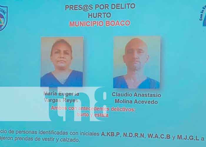 Delincuentes detenidos en Boaco