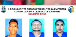 Presuntos delincuentes que capturaron en Rivas