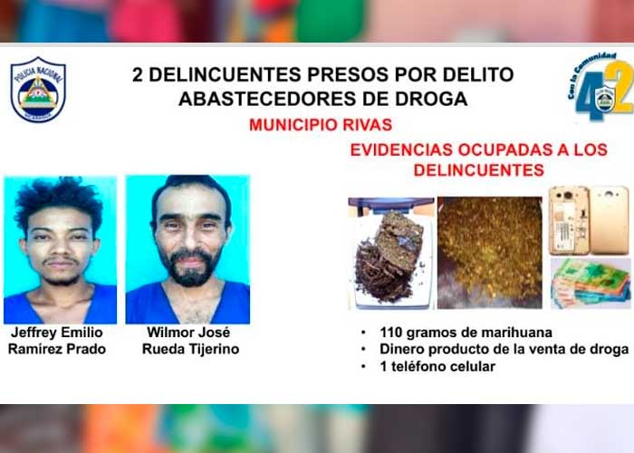 Presuntos delincuentes que capturaron en Rivas