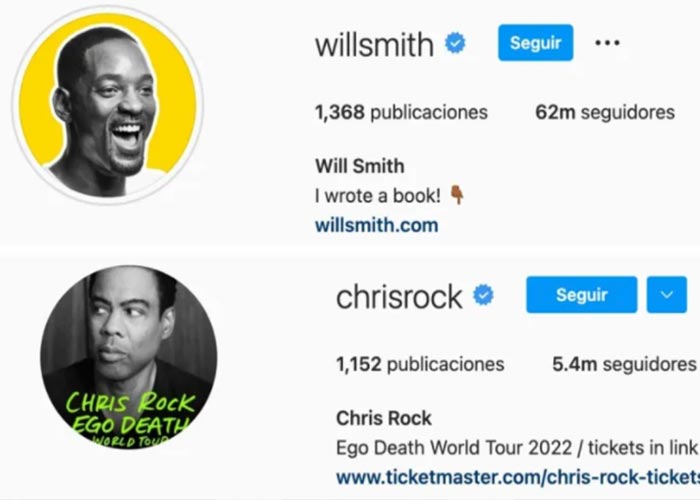 Escándalo en los Óscar, eleva seguidores de Will y Chris en Instagram