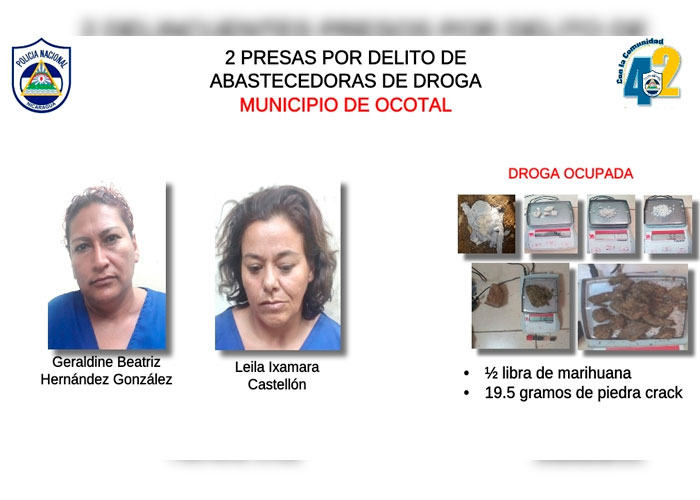 Detenidas por el delito de abastecedoras de droga en Ocotal