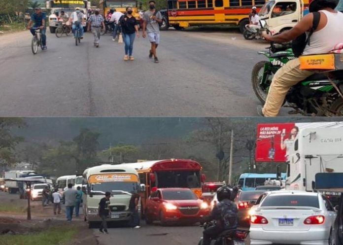 Principales carreteras en Honduras bloqueadas por el paro de transporte