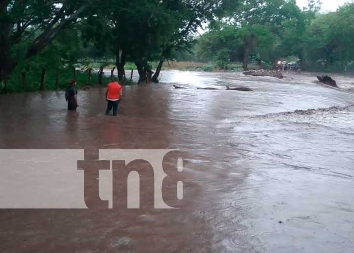 Ríos desbordados en Boaco por las lluvias recientes