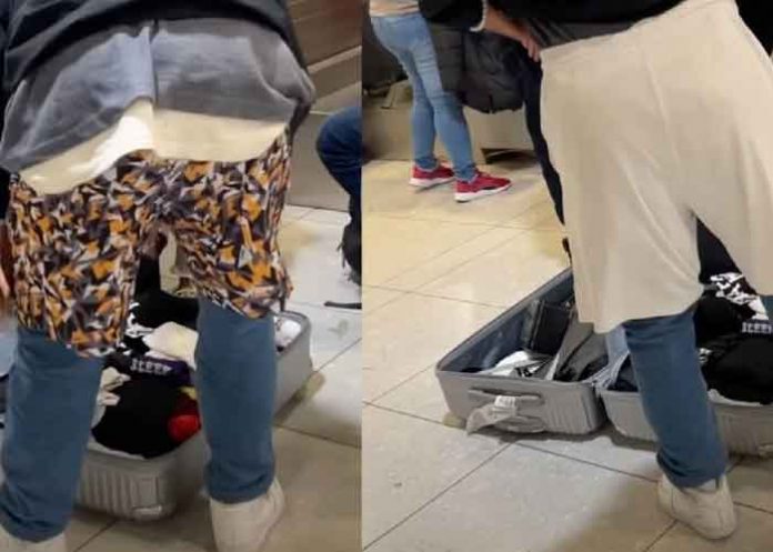 Sujeto se toda pone su ropa para no pagar equipaje en Argentina