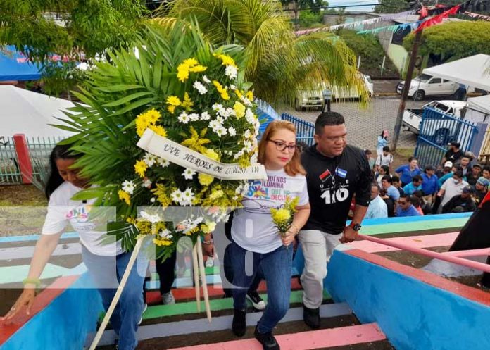 Homenaje a héroes y mártires de la Colina 110 en Managua