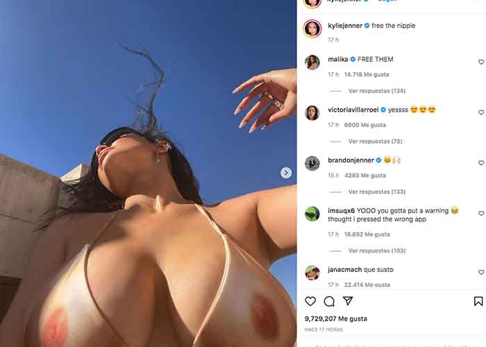 Kylie Jenner muestra la nueva tendencia un "bikini desnudo" en Instagram